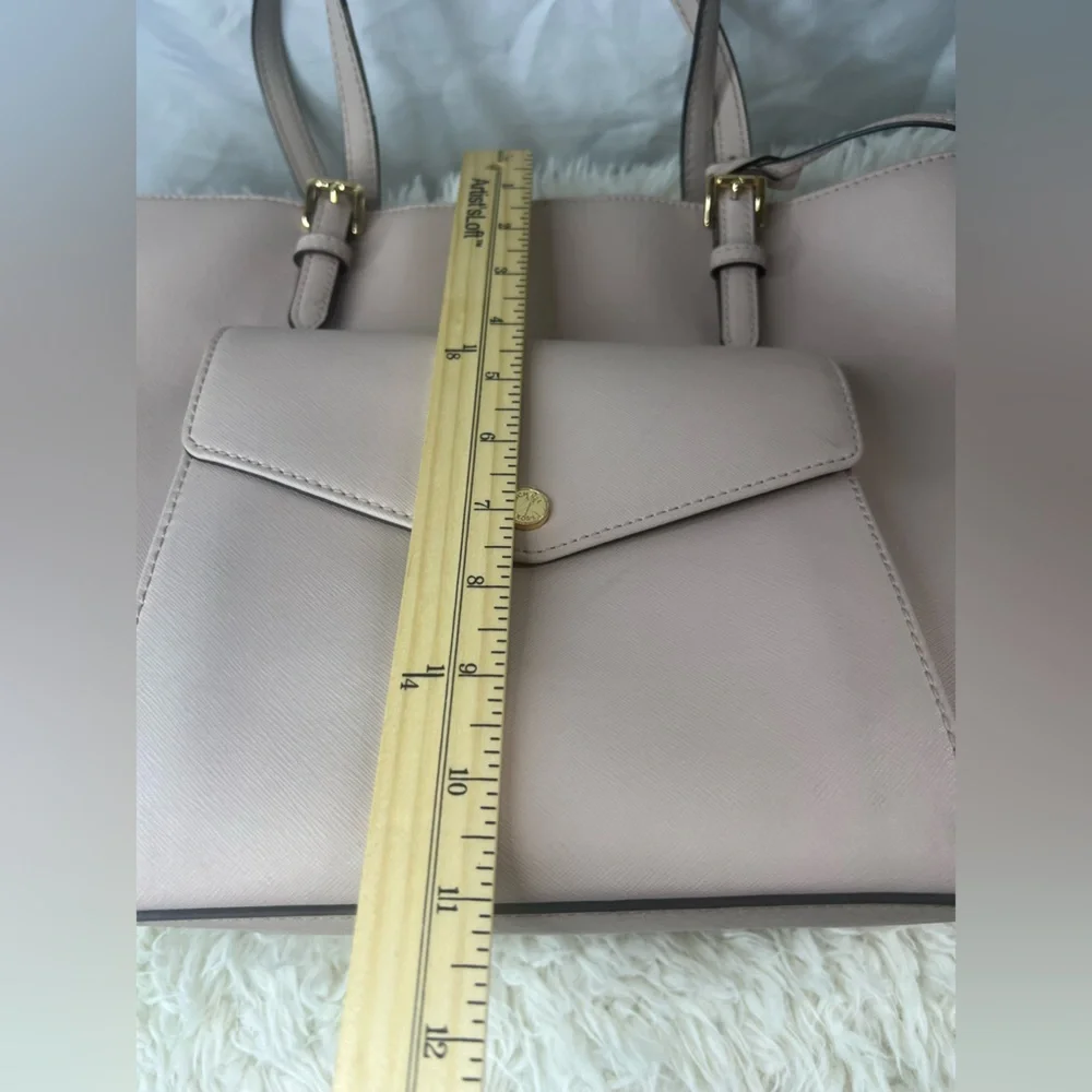 Michael Kors Jet Set Travel Leather Tote Bag Blush Pink Large Gold Charm
